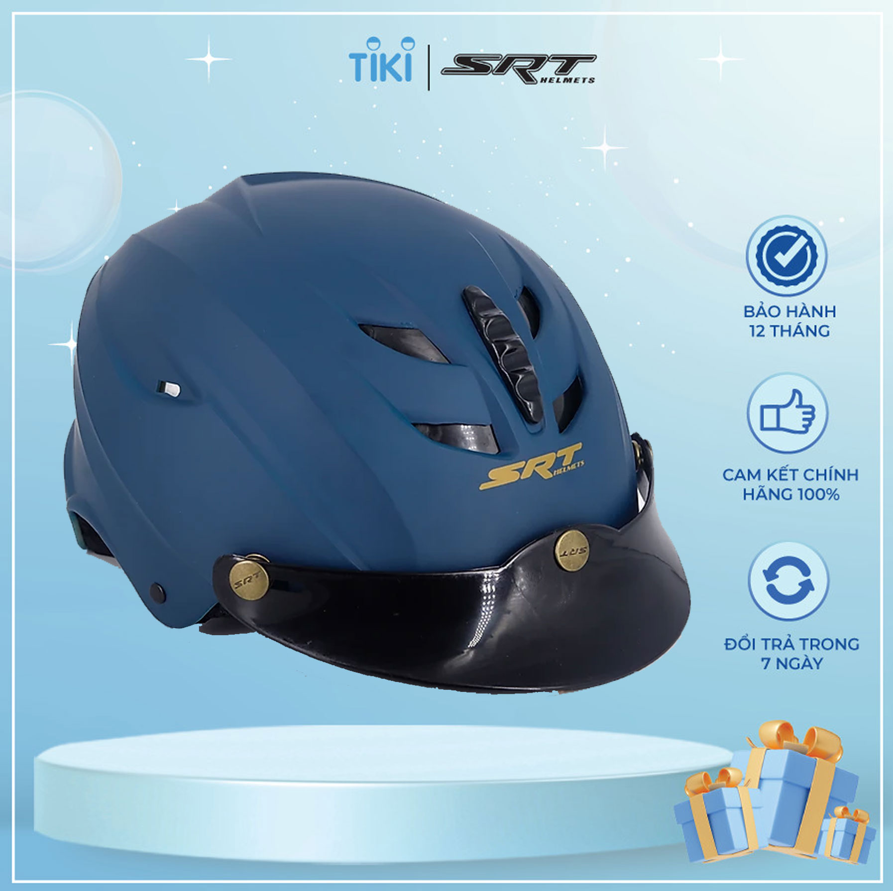 Mũ Bảo Hiểm Nửa Đầu A760T Cao Cấp _ Mũ Bảo Hiểm Chính Hãng SRT HELMETS