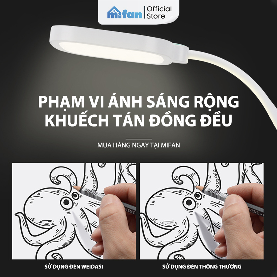 Hình ảnh Đèn học để bàn chống cận tích điện Weidasi 6078 - LED 3 mức độ sáng bảo vệ mắt đọc sách làm việc - Thân mềm xoay linh hoạt