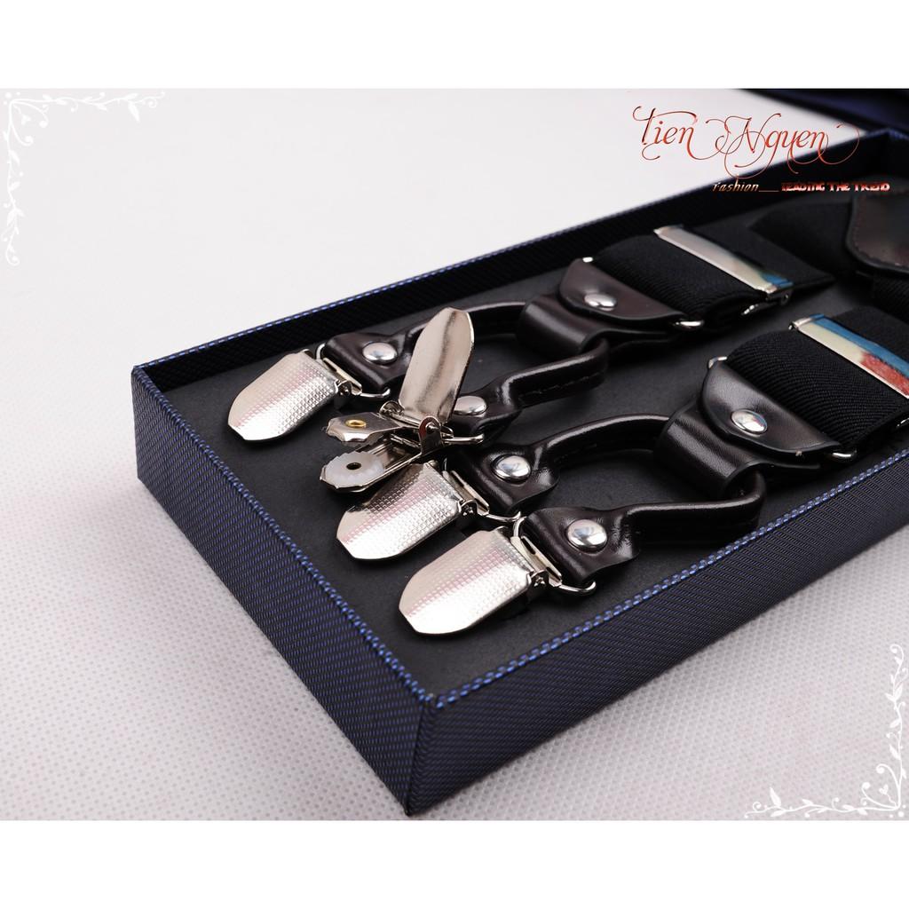 Đai Đeo Quần Nam Chữ Y Cao Cấp 6 Clip 3.5Cm Thun 4 Chiều