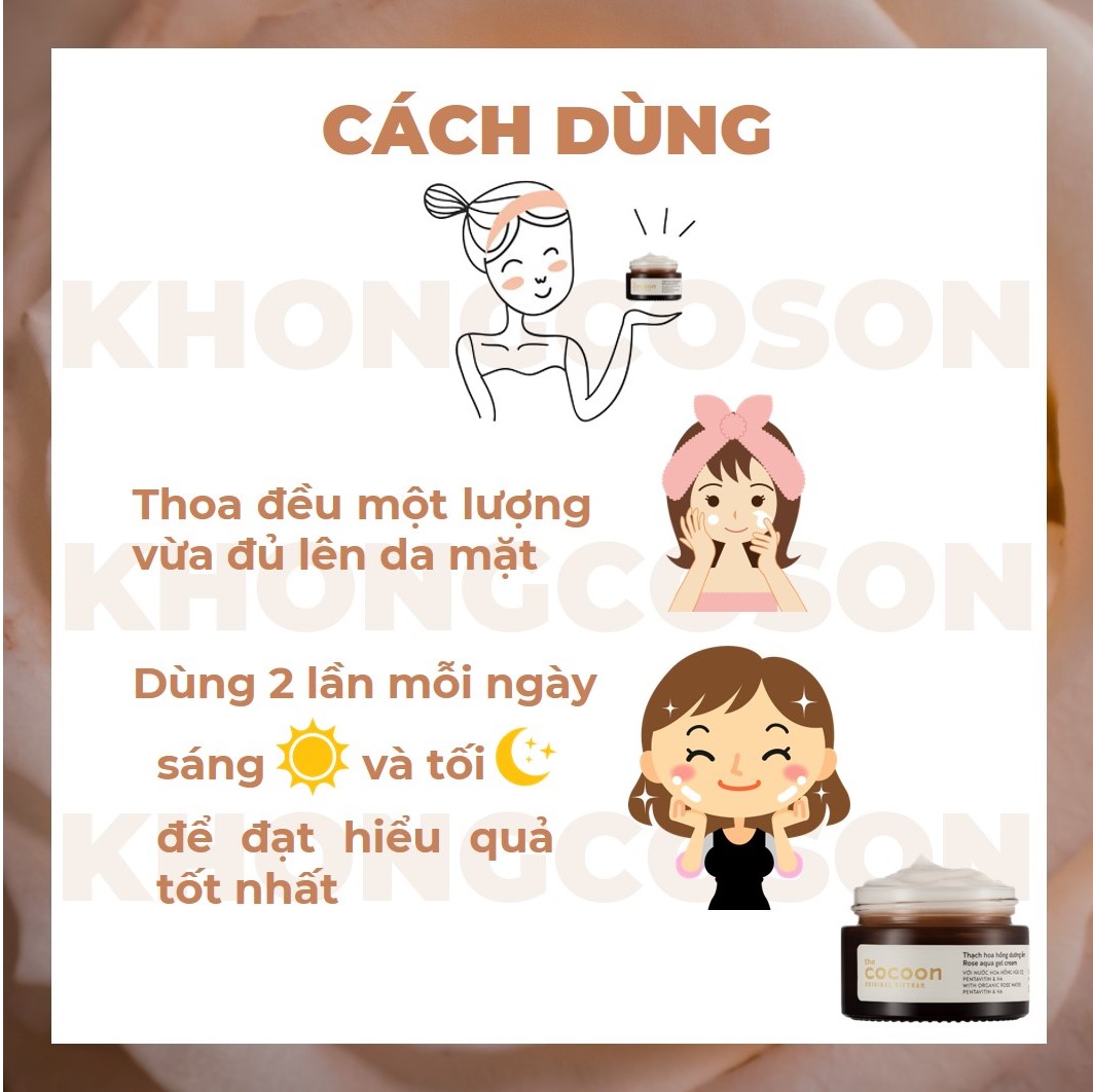 Thạch Hoa Hồng Dưỡng Ẩm Cocoon Rose Aqua Gel Cream + Tặng Kèm Túi Cói Thời Trang