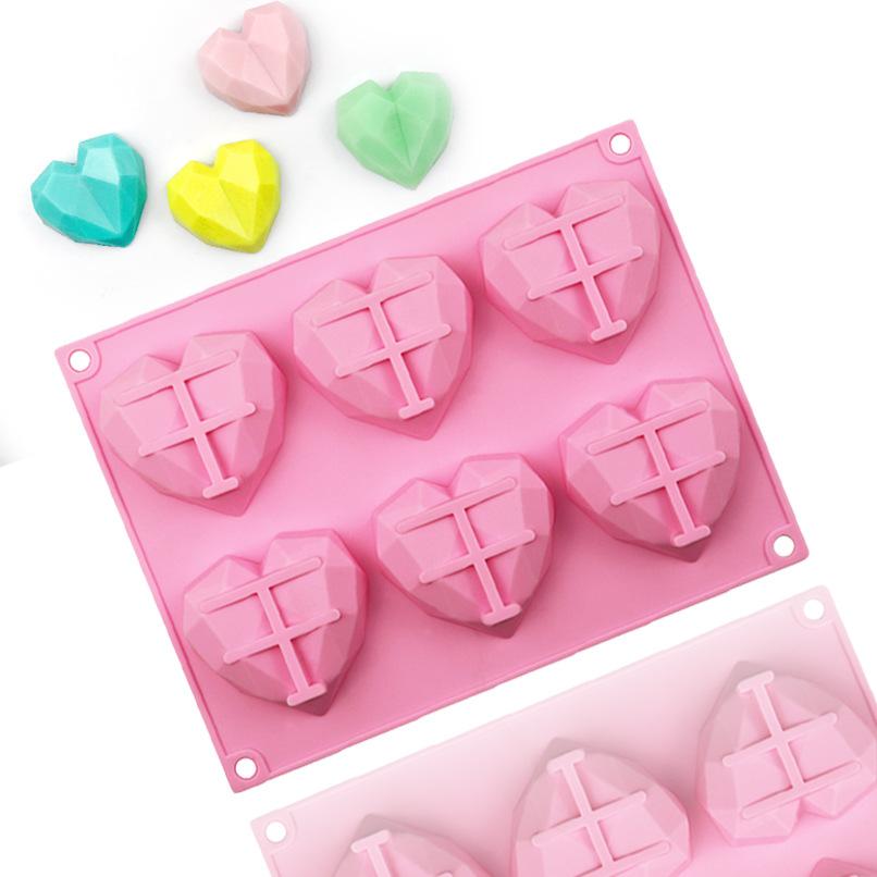Khay làm bánh ANAEAT bằng silicone 6 lỗ hình trái tim kim cương