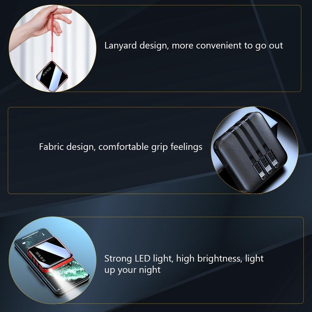 Sạc dự phòng tích hợp màn hình Led dung Lượng 10000MAH kèm cáp usb type-c micro