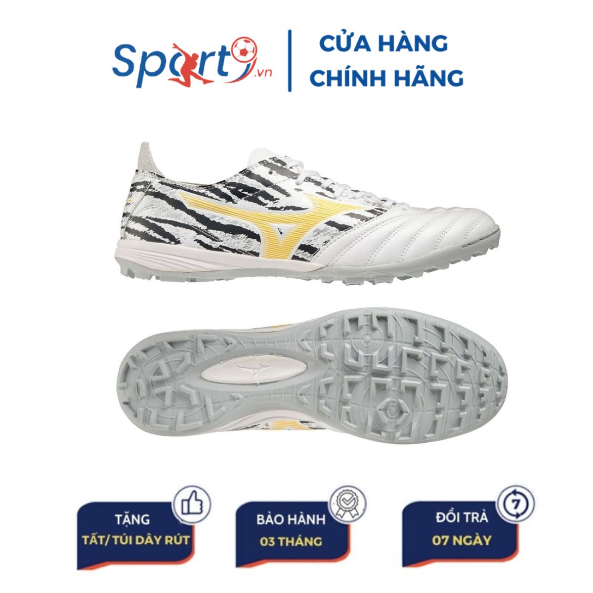 Hình ảnh Giày đá bóng Mizuno Morelia Neo III Pro AS - P1GD228446 - Trắng/Vàng/Đen