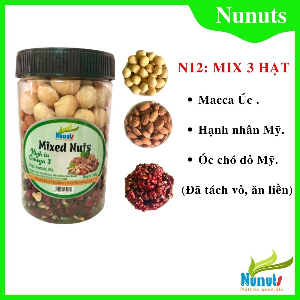MIX HẠT DINH DƯỠNG NUNUTS HŨ 500G MÃ NN12