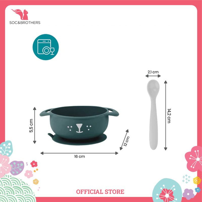 Set bát &amp; thìa ăn dặm cho bé Tast'isy Kit BABYMOOV màu xanh
