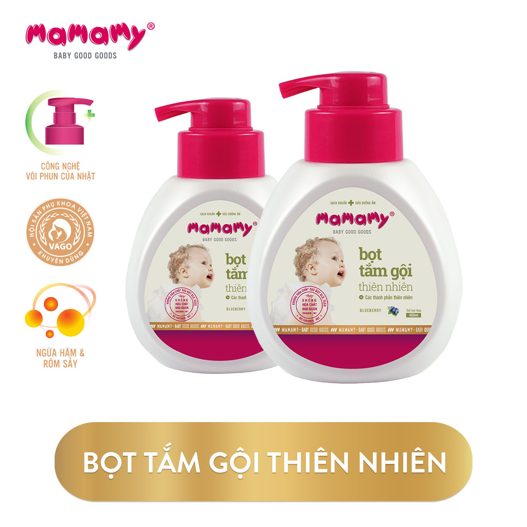 Combo 2 Chai Bọt tắm gội thiên nhiên Mamamy 400ml/chai