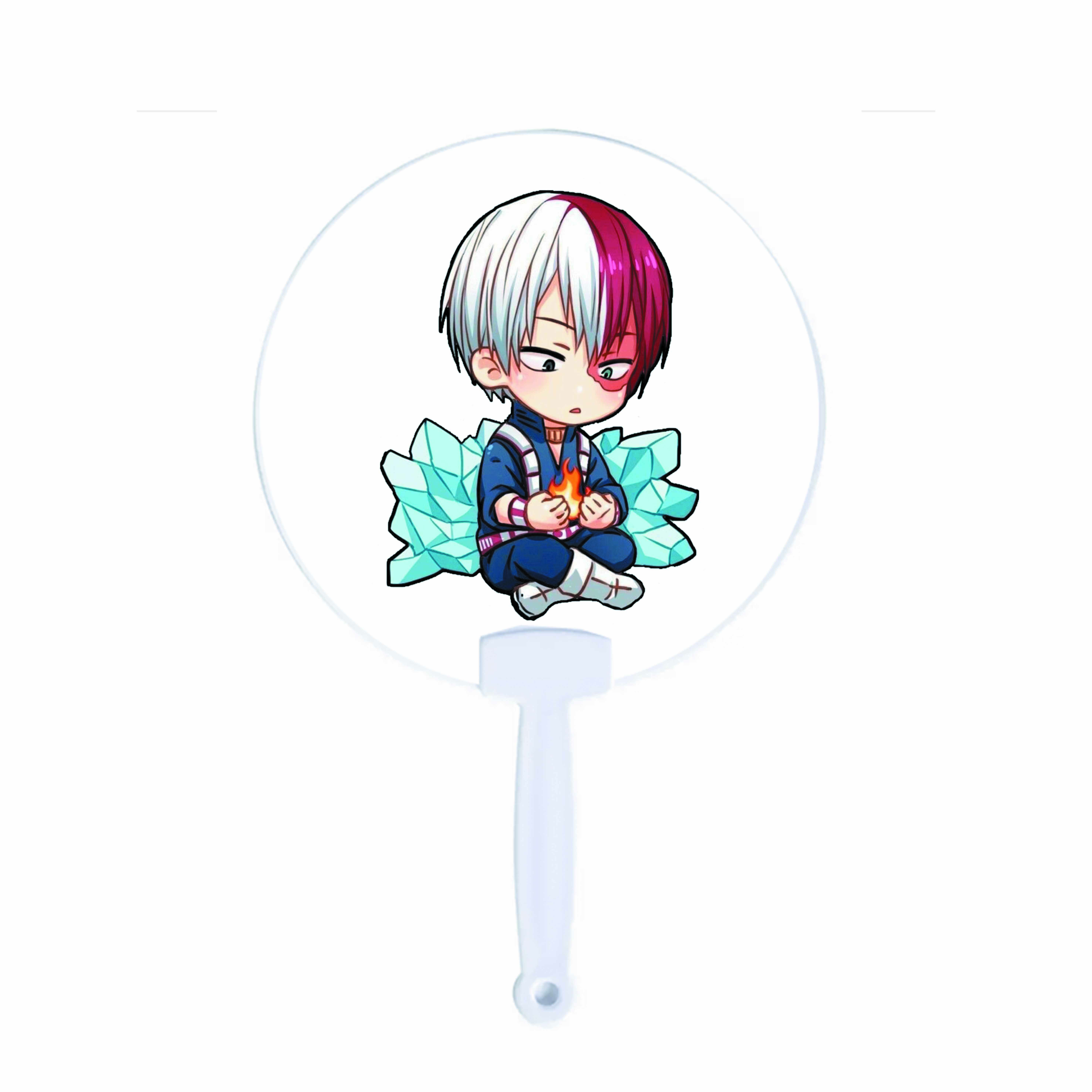 Quạt tròn cán nhựa IN HÌNH Todoroki Shoto Học Viện Anh Hùng anime chibi