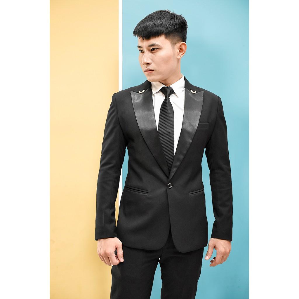 Bộ đen ve phi đen + áo gile đen tặng kèm cà vạt nơ