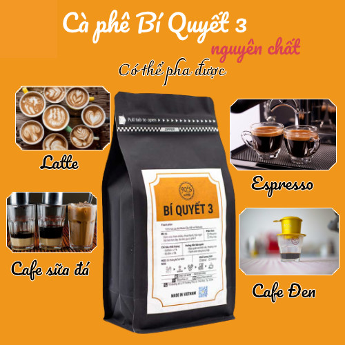 Cà Phê Rang Xay Nguyên Chất - 90S Coffee Vietnam | Bí Quyết 03 | Công Thức Phối: Moka Cầu Đất + Robusta | 100% Cà Phê Sạch | Đậm Đà - Ít Chua - Hậu Ngọt