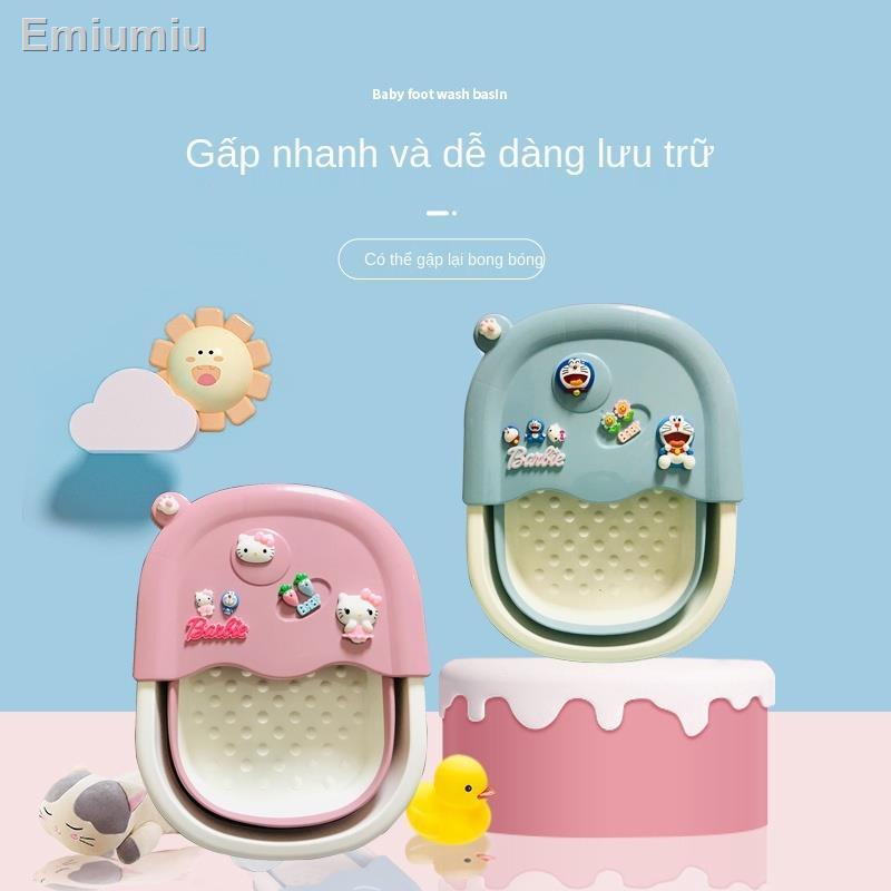 ✑❦ﺴPhim hoạt hình cho trẻ em bằng nhựa gia dụng có thể gập lại bồn ngâm chân massage có nắp