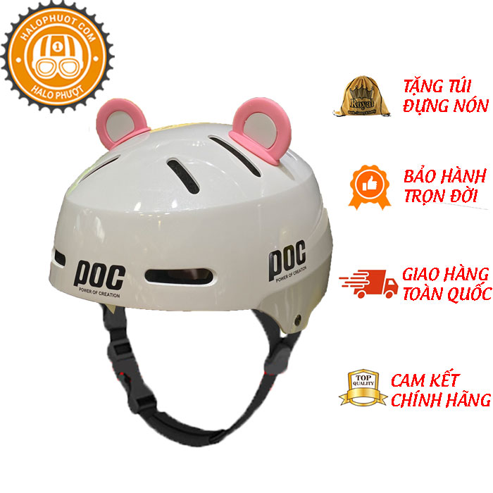 Nón POC Tai Mèo P05 Trắng tặng sticker