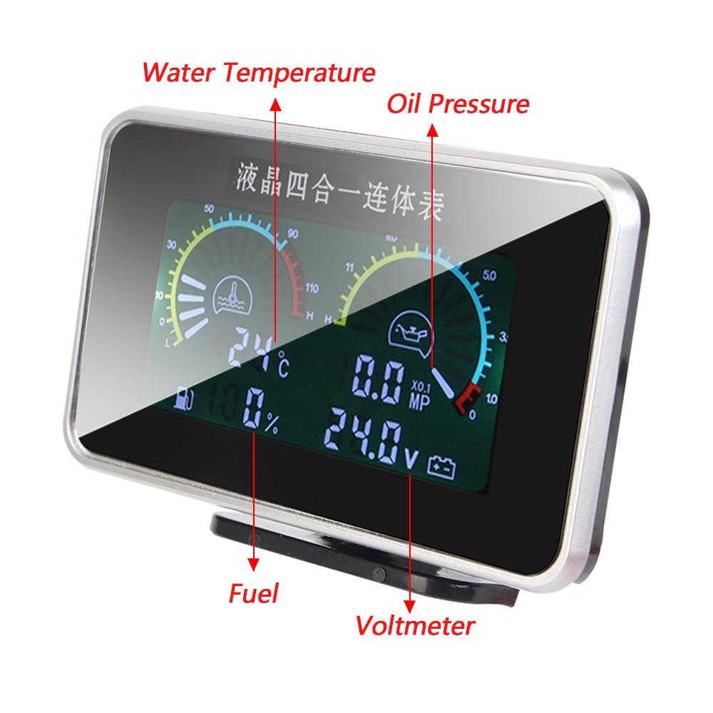 Thiết bị đo áp suất nước 4 trong 1 màn hình LCD kỹ thuật số cho xe hơi
