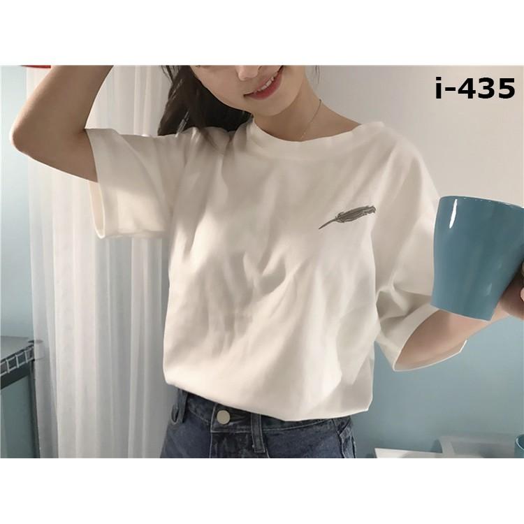 Áo Thun Nữ Họa Tiết Logo Lông Vũ