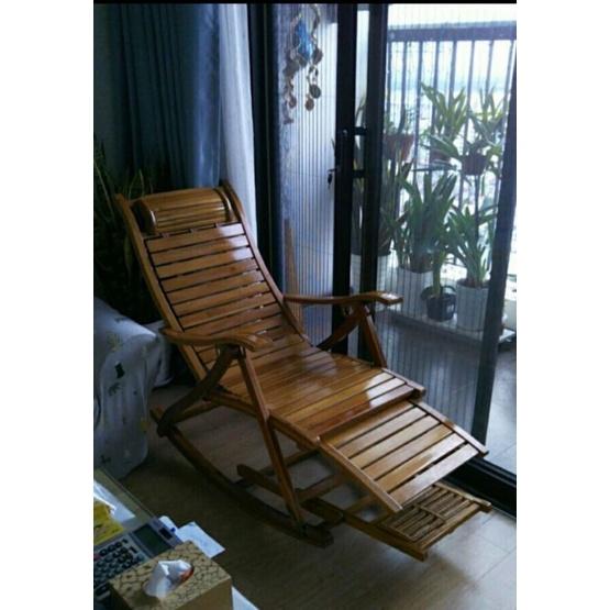 (Hot- hàng y hình) Ghế Thư Giãn bập bênh gỗ tre bền đẹp, ghế lười chất liệu tre tự nhiên, ghế cho người già