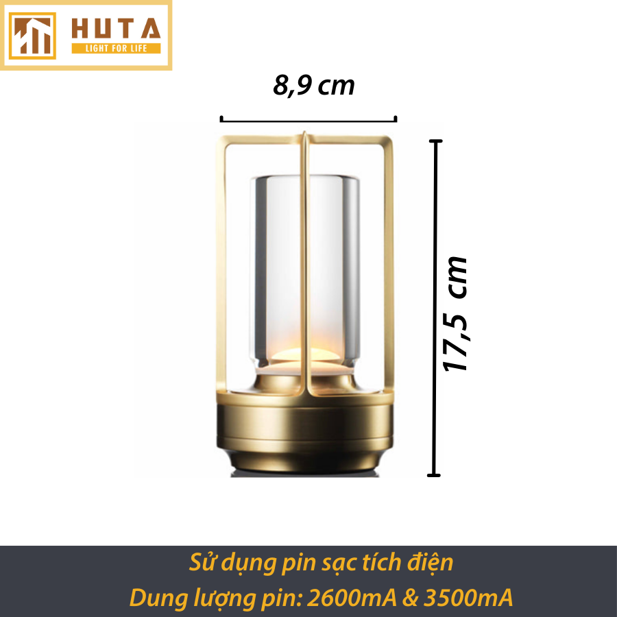 Đèn Bàn Led Quầy Bar HUTA RESNEN Cao Cấp Cảm Ứng Tích Điện Điều Chỉnh Ánh Sáng Vàng Trang Trí Quán Cà Phê, Nhà Hàng, Sự Kiện