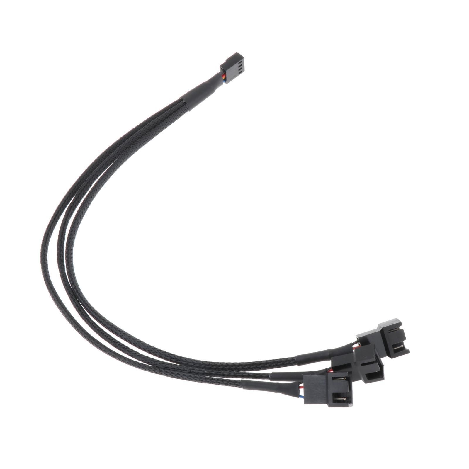 4 Pin PWM Splitter Cable Sleeved Splitter PC Cable CPU Cooling Fans Accessory High Performance PC Computer 26cm Cord Black