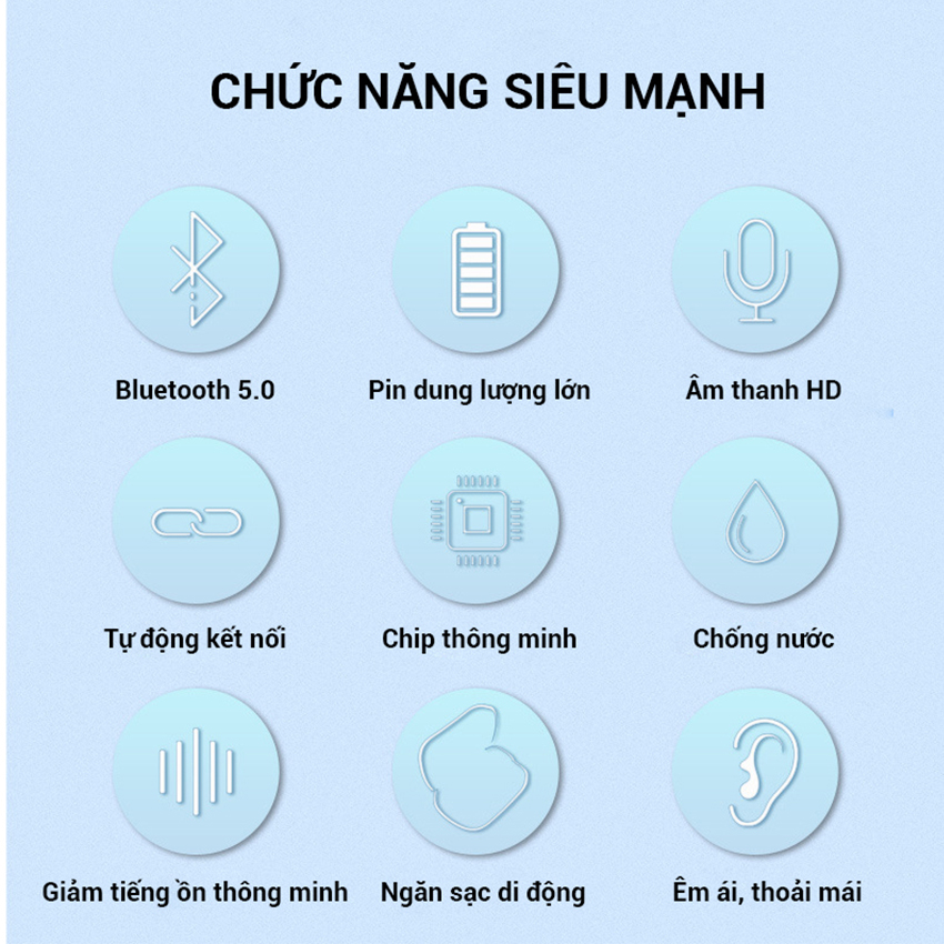 Tai nghe Bluetooth 5.0 nhét tai không dây mini gaming pin trâu trời trang- Đèn LED hiển thị dung lượng pin - Hàng chính hãng TNBT01