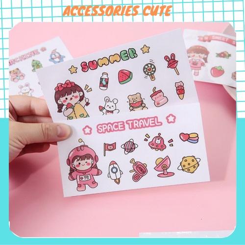 Miếng sticker hình dán cute trang trí dán sổ, dán laptop, dán mũ bảo hiểm DL02 CUTE