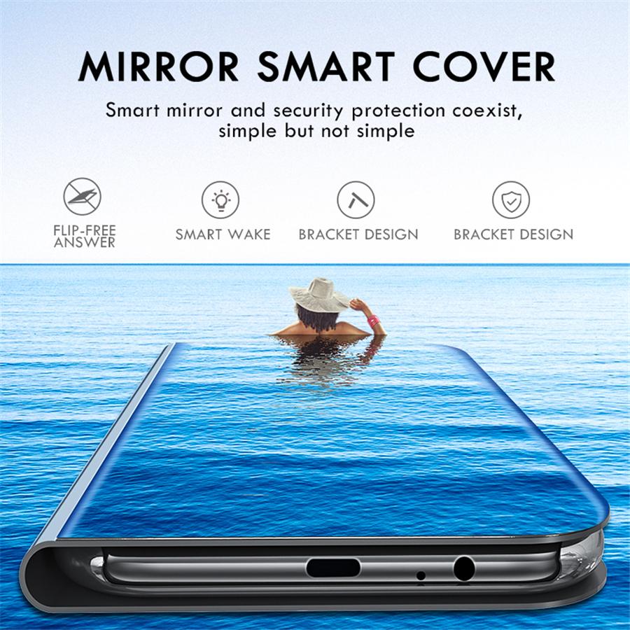 Bao da điện thoại tráng gương dạng lật thông minh sang trọng cho Huawei Mate 20X Mate 20 10 9 8