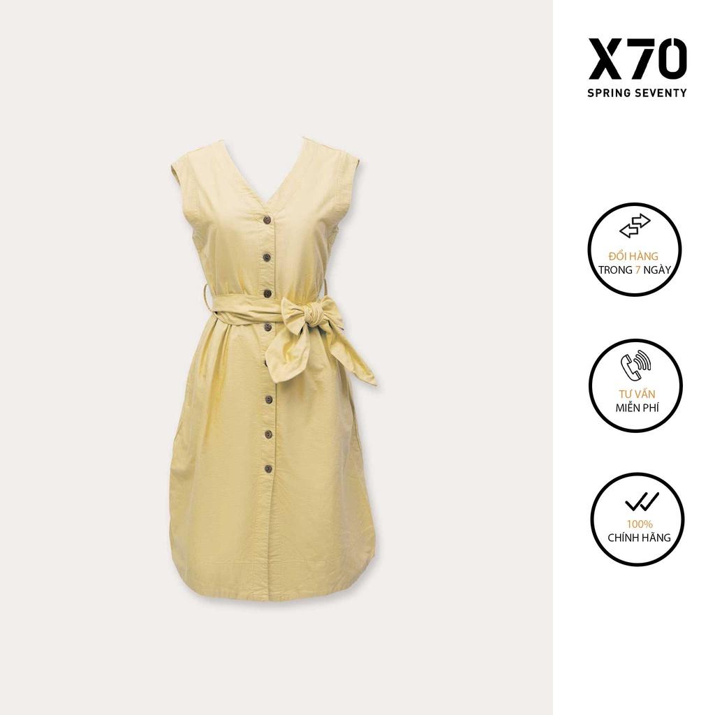 Đầm Nữ Linen Thiết Kế Thắt Nơ Eo Đính Nút Thời Trang X70 - 00760002