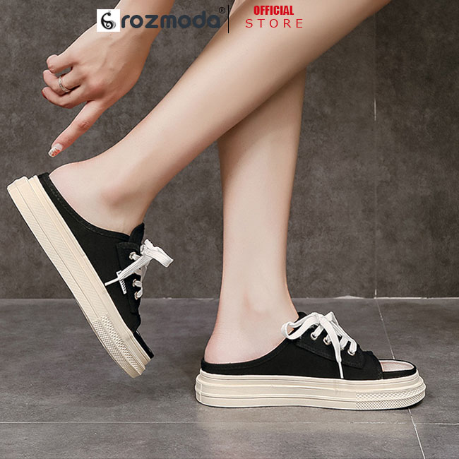 Dép sục nữ hở mũi vải ROZMODA DS01 giày thể thao đạp gót mũi thủng 5 màu cao cấp, đế siêu êm