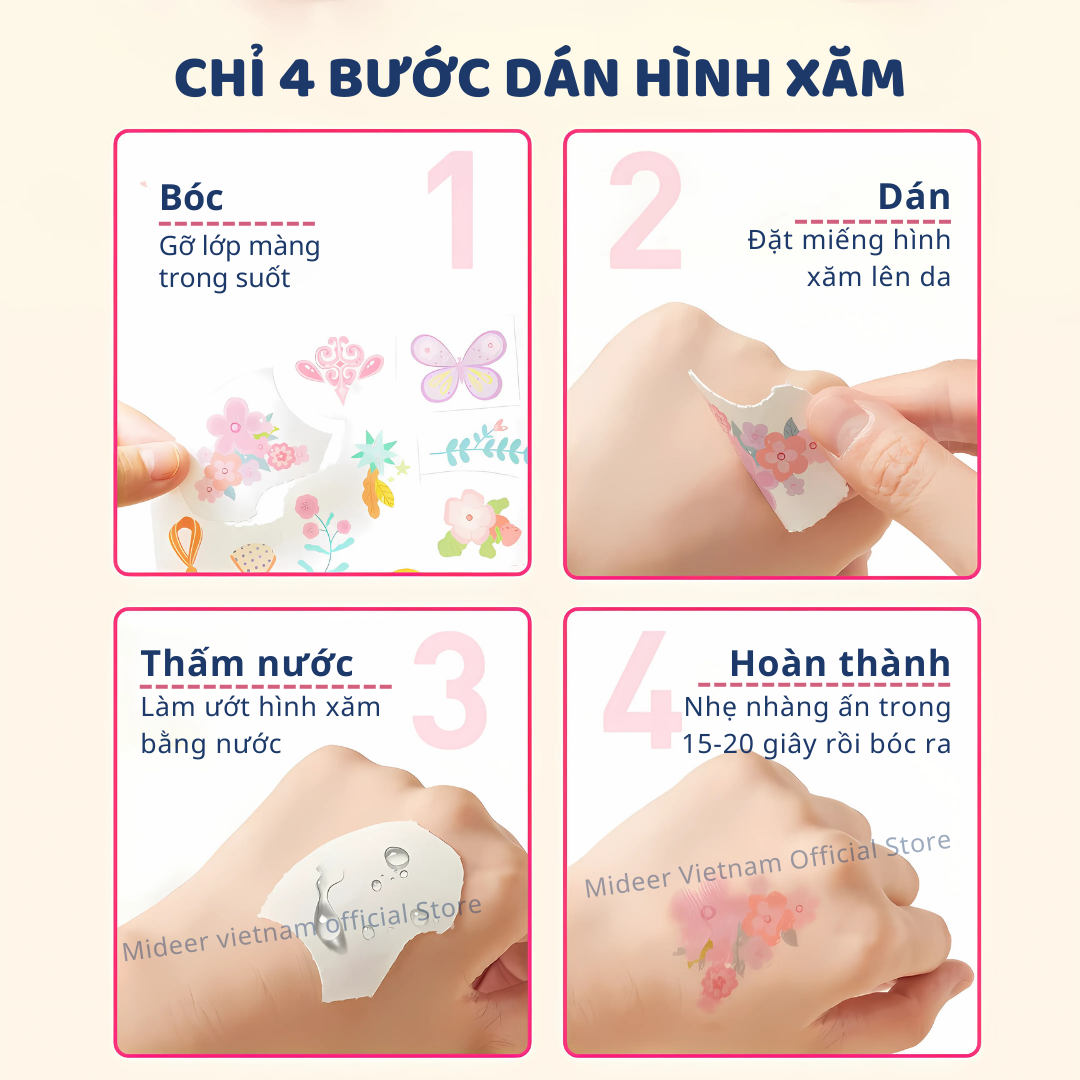 Hình xăm, sticker dán móng tay cho bé gái Mideer Garden Fairy Dress Up Sticker Pack 1000 miếng