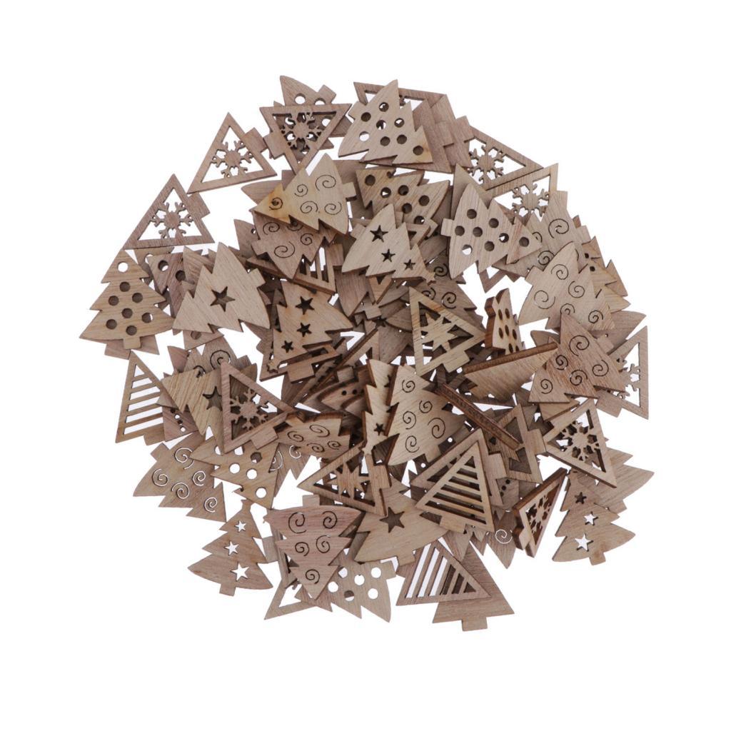 100pcs Gỗ Tự Nhiên Cây Giáng Sinh Thủ Công DIY Bằng Gỗ Tôn Dáng Quyến Rũ