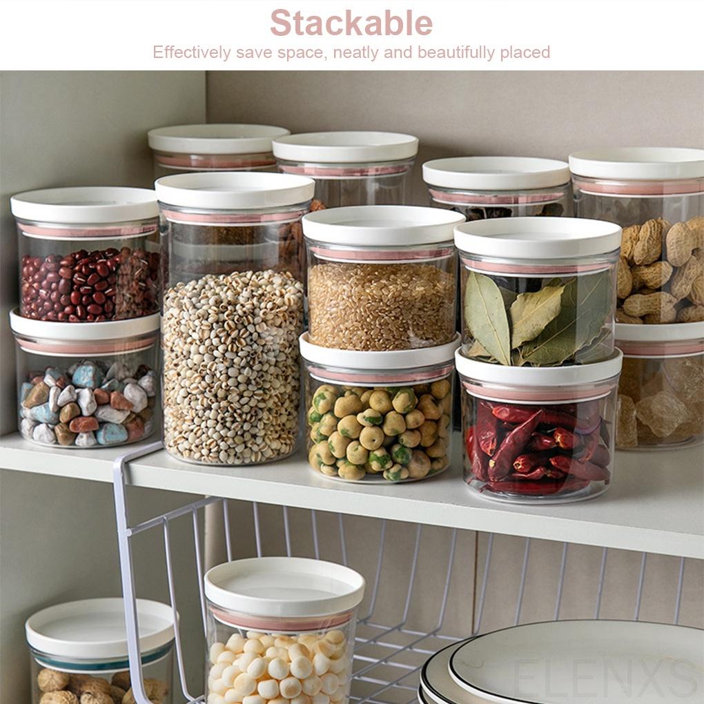 Food Container Kitchen Stackable Moisture-proof Grain Organizer Transparent Sealing Storage Holder with Lid ELEN