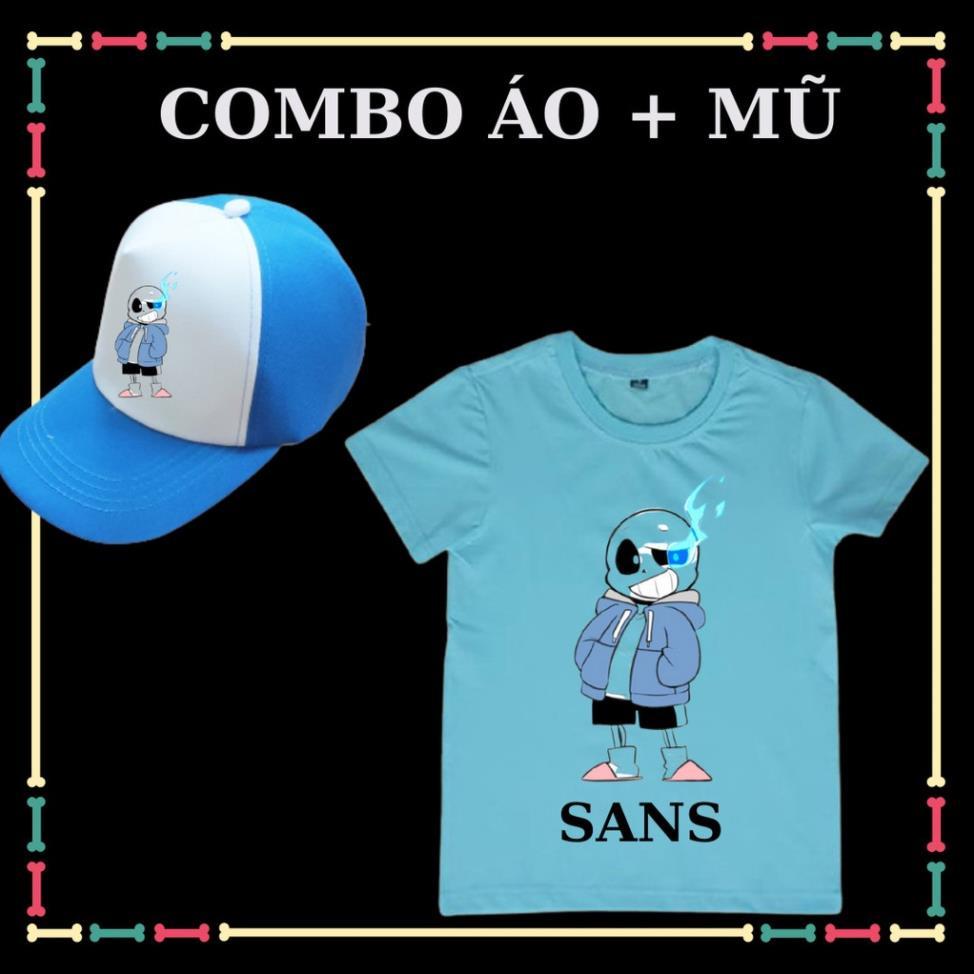 COMBO ÁO + MŨ/NÓN IN HÌNH SANS UNDERTABLE CHO BÉ TRAI