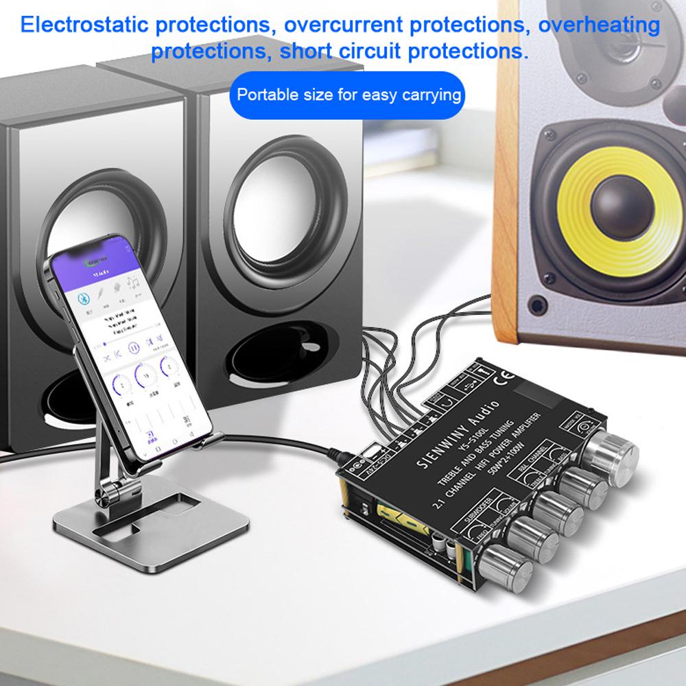 Portable BT Power Amplifier Module Multifunctional 2.1 Channel Power Amp Board Stereo Subwoofer Amplifier Board
