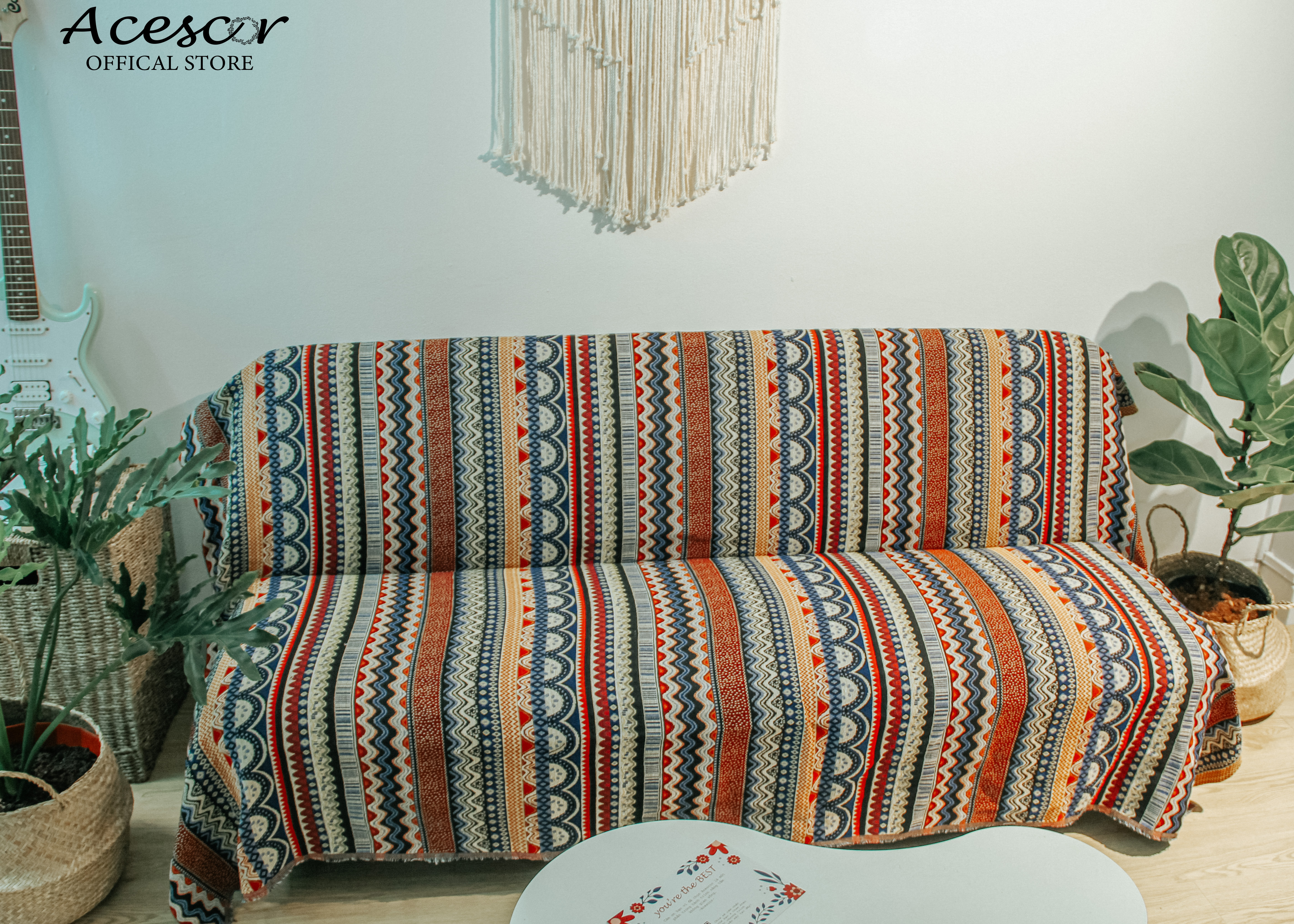 Thảm Thổ Cẩm Chăn Phủ Ghế Sofa, Khăn Trải Bàn, Thảm Trải Sàn CTC01- Trang Trí Phòng Khách, Phòng Ngủ