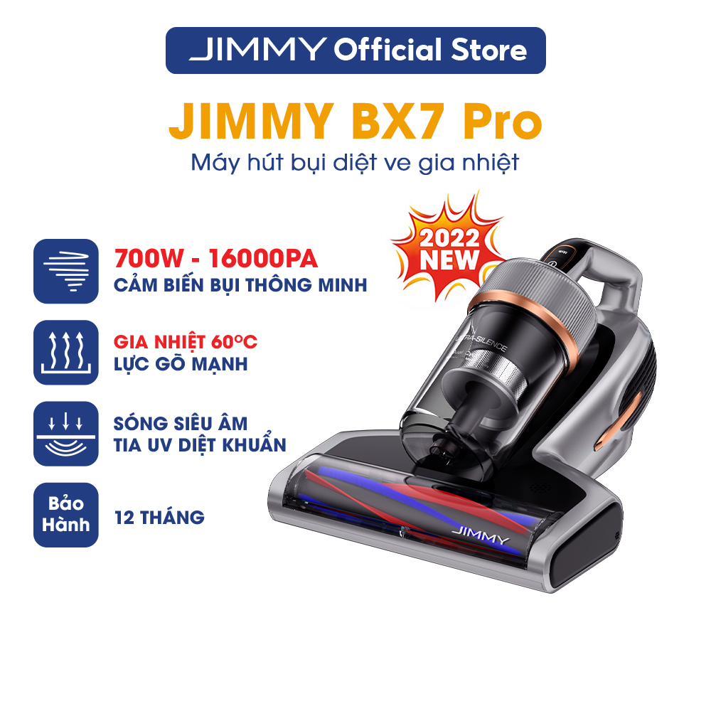 Máy Hút Bụi Giường Nệm Gia Nhiệt 60 độ Thế Hệ Mới JIMMY BX7 Pro 700W 16kPa Tia UV Sóng Siêu Âm Diệt Khuẩn 99,9% - Hàng Chính Hãng - Bảo Hành 12 Tháng