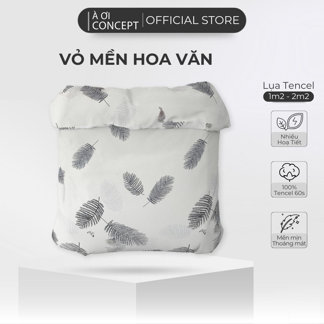 Vỏ Mền Lồng Ruột Lụa Tencel Hàn Quốc Cao Cấp Hoa Văn Nhiều Màu Kích Thước 1M6 Đến 2M4