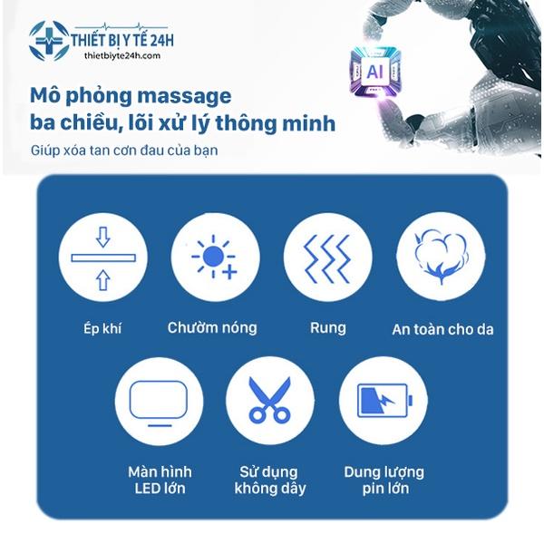 Máy Massage Đầu Gối - Máy Mát Xa Đầu Gối, Hỗ Trợ Giảm Đau Nhức Khớp Gối, Rung Tần Số Cao, Xông Hơi, Chườm Nóng Giảm Đau