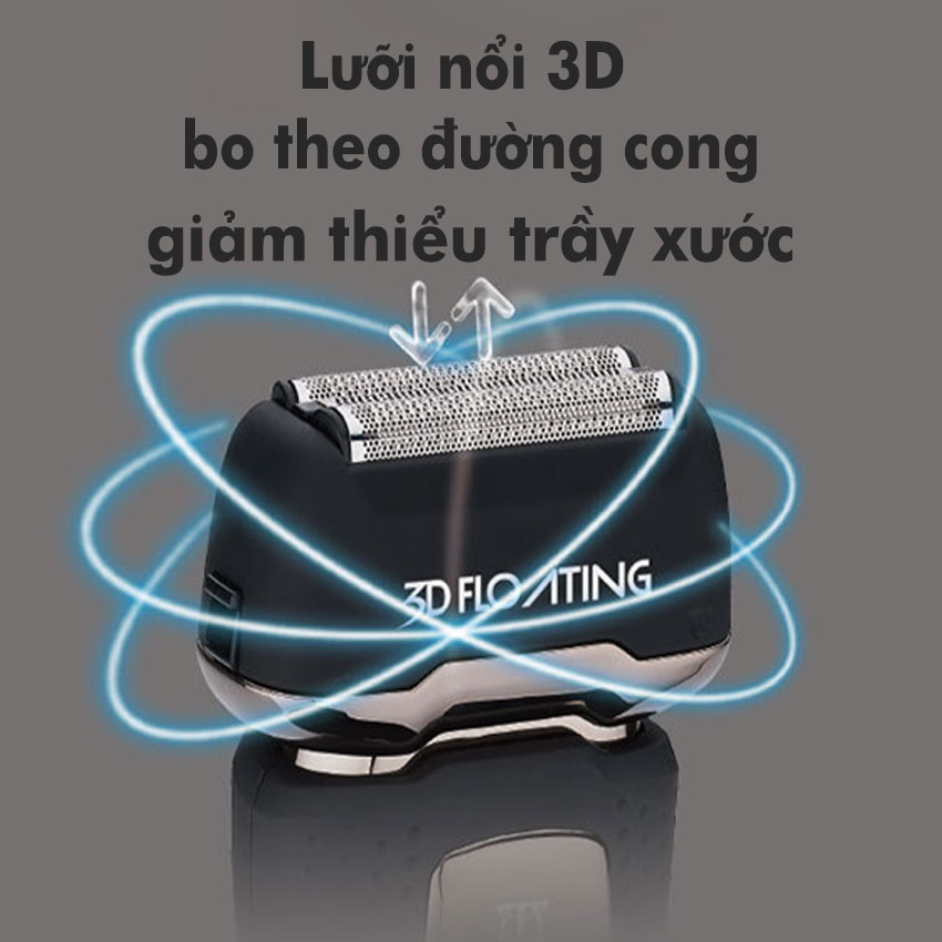 Máy cạo râu cao cấp Kemei-1531 thiết kế 3 lưỡi dao cạo khô và ướt với công nghệ chống thấm nước IPX7, màn hình LCD hiển thị thông minh