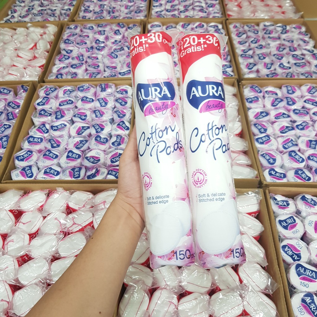 Combo 5 gói bông tẩy trang Aura Beauty Cotton Pads150 miếng