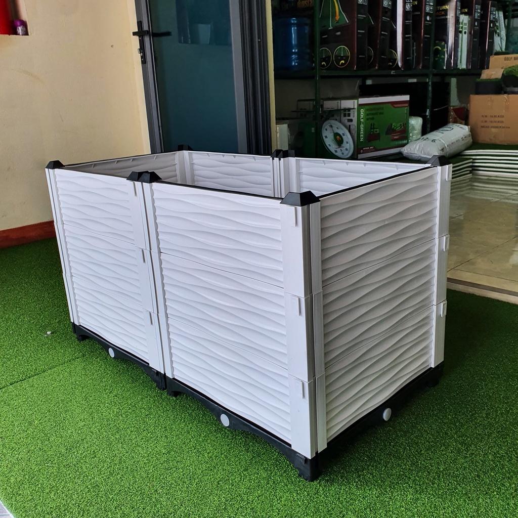 Chậu trồng rau lắp ghép. KT 100x50 cao 55 cm.Đáy thoát nước chống ngập úng.Sang trọng- Bền hơn 10 năm.
