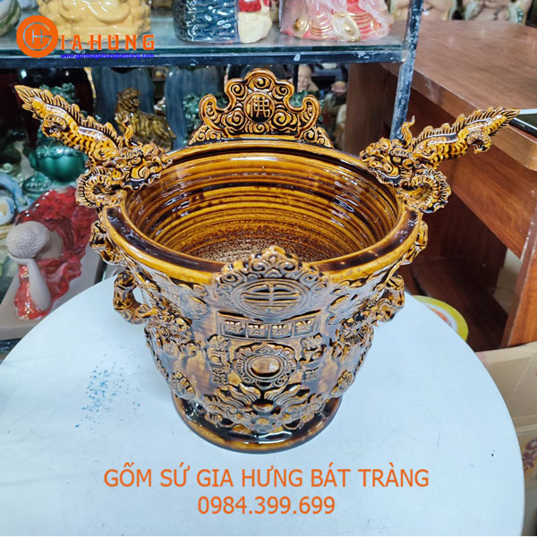 Bát hương giả cổ thời Lê  gốm sứ Bát Tràng