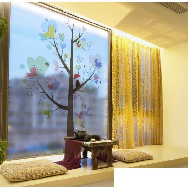 Decal dán kính cao cấp - Cây Lá Tình Yêu Sắc Màu