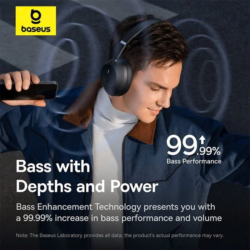 Tai Nghe Chụp Tai Bluetooth Baseus Bass 30 Max (Bluetooth 5.3, -30dB, Noise Cancellation Over Headset, Ultra Low Latency, 50H Time) hàng chính hãng