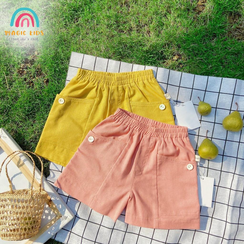 Quần sooc đùi túi sườn linen mềm mặc siêu thích cho bé trai bé gái từ 10-23kg - Thời trang Bonkids