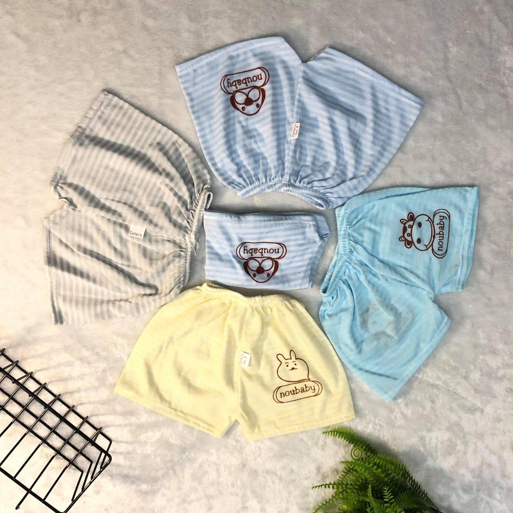 Set 5 quần đùi cotton kẻ hình gấu đẹp cho bé 3-15kg