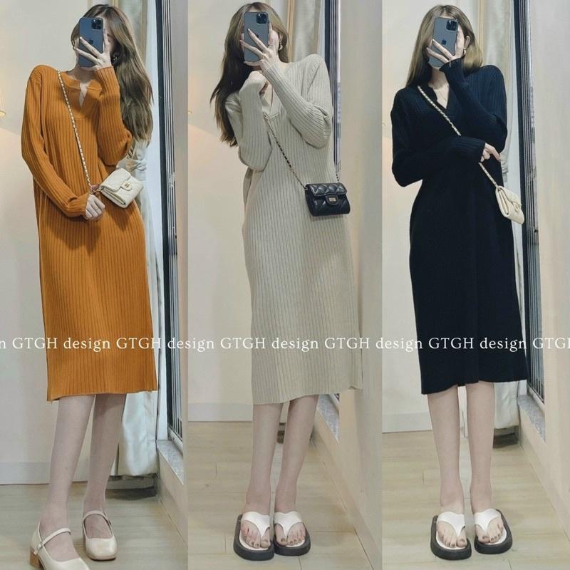 ĐẦM LEN SUÔNG CỔ V