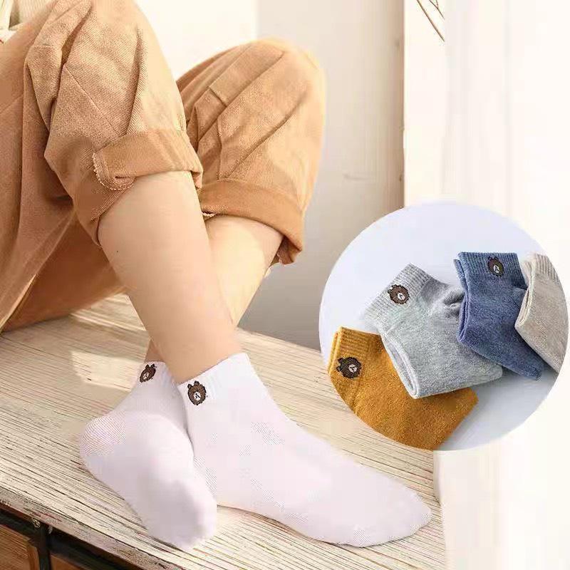 Tất vớ nữ cổ ngắn khử mùi chất vải cotton thoáng khí set 10 đôi đủ mầu như hình shop 4YOUNG