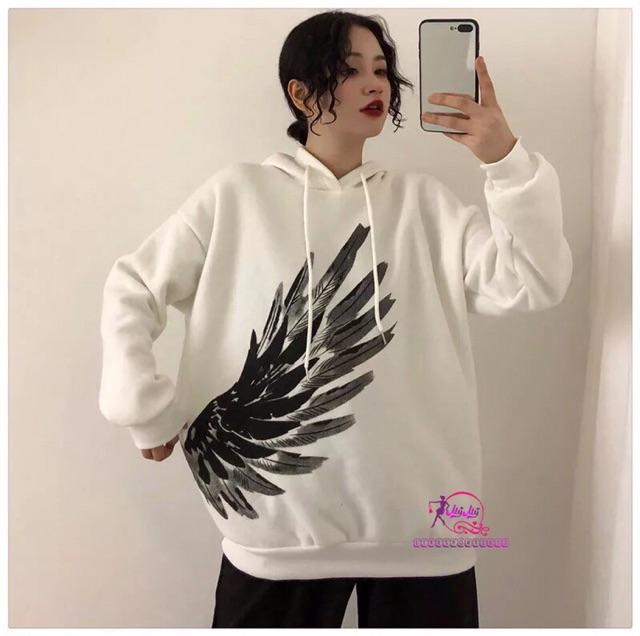 Áo hoodie nam nữ in cánh chim ghép đôi