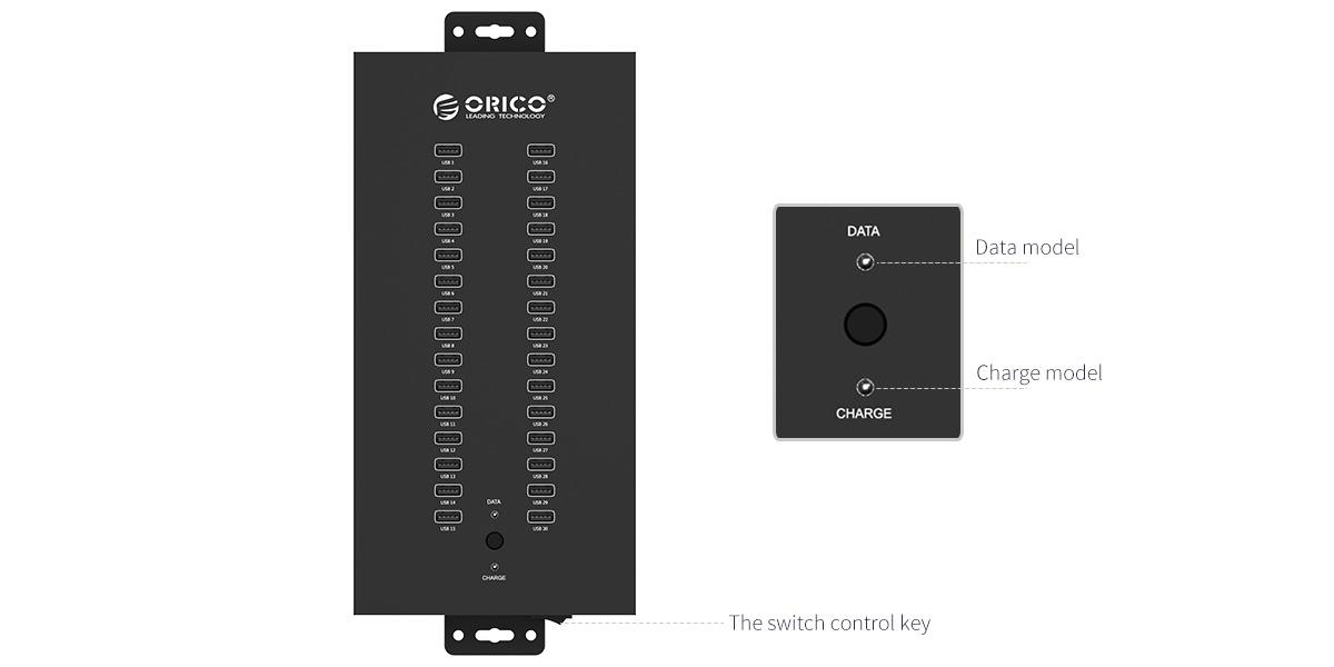 Bộ Chia USB HUB Orico IH30P-EU-BK 30 Cổng USB 2.0 - Hàng Chính Hãng