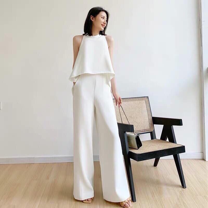 Full set Thanh Lịch hot 2021 Nịnh dáng hack Chân Dài quần suông áo sát nách CÓ BÁN RỜI
