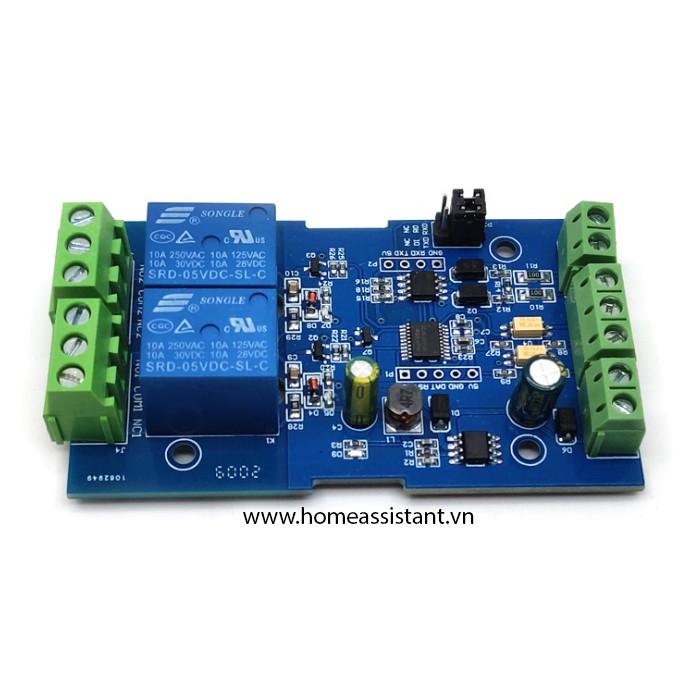 Bo Mạch Công Tắc 2 Cổng Điều Khiển Bằng TTL Modbus RS485 BMS2