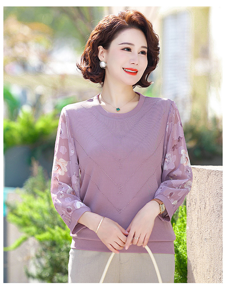 Áo Thun Mỏng Mùa Hè Cho Nữ Trung Niên SM113 - Hàng Quảng Châu Cao Cấp