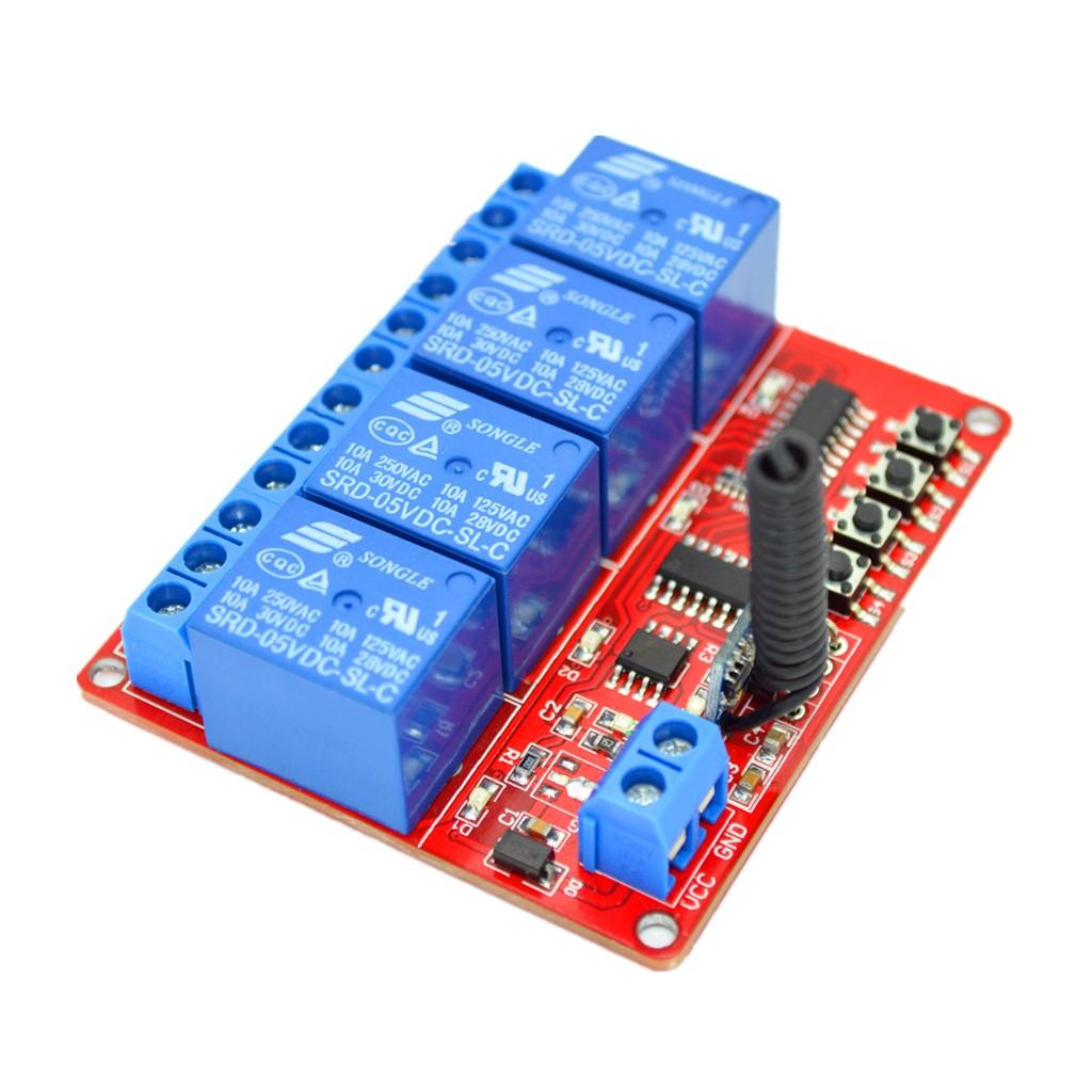 5V 4-Channel 433M 4-Button RF 30m Remote Control Switch + Receiver Module